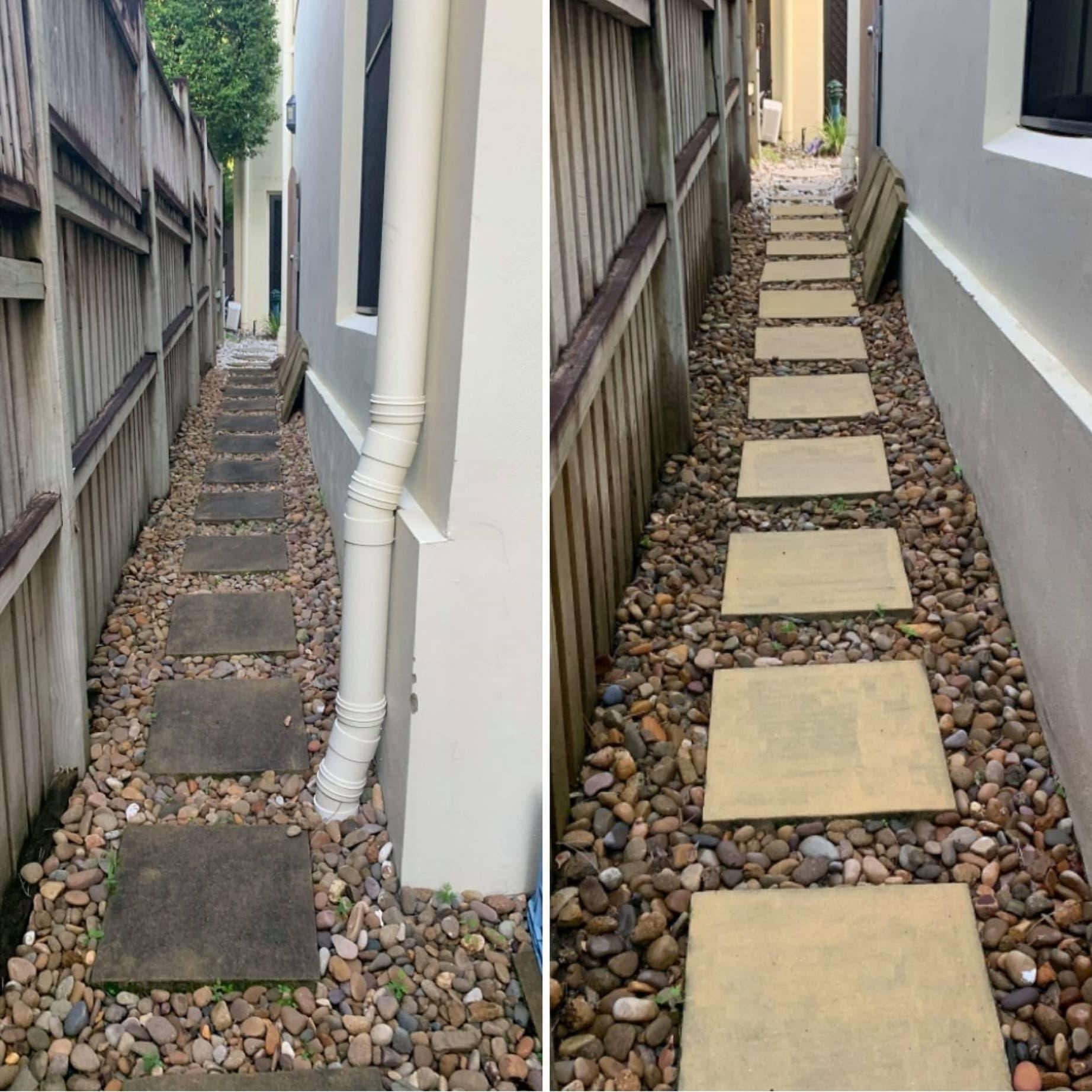 Before and after pressure washing results in the Adelaide Hills — job 1